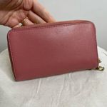 Michael Kors Large Zip Around Suede Wallet Rose Pink Gold Detail Clutch Case Photo 3