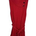 Talbots Women Sweater Dress Midi Sleeveless Cowl Neck Button Tie Waist Red Large Photo 0