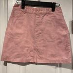 Forever 21  Pink White Gingham Cotton Stretch A Line Mini Skirt Pockets Size S Photo 0