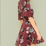 ✨HP✨Plunge Neck Bell Sleeve Botanical Dress✨ Red Size L Photo 4