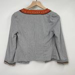 Free People Beaded Cotton Jacket Seersucker Navy Orange Boho Preppy Womens 2 Photo 2