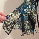 Agora Deep Teal Blue Ruffled Bell Sleeve Blouse Size M Photo 5