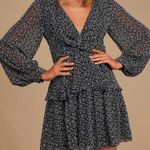 Lulus  Tell You I Love You Black Floral Long Sleeve Dress, Size S Photo 0