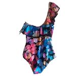 Profile by Gottex Color Rush Black Ruffle One Shoulder One Piece Swimsuit 12 Blue Photo 3