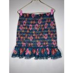 Farm Rio  Smocked Flounce Mini Skirt Blue Floral Large L‎ Photo 5