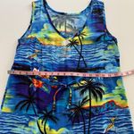 Vintage Hawaiian Tropical Print Vacation Mini Dress Swim Coverup Size Small Blue Photo 4