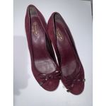 Coach Rianna Women's Wedge Heels Size 7.5 Signature Suede Red Burgundy Bow J Photo 1
