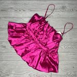 Nwt thirty thirty pink rouched ruffle peplum style spaghetti strap tank top xl Photo 2