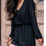 ASTR The Label Womens Roseanne Pleated Black Romper small Photo 0