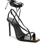 Schutz Vikki Ankle Wrap Sandals Black Gold Plate Toe Bed NWOT Size 7 $128 Photo 13