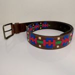 Free People  High Summer Embroidered Leather Belt Brown Sz 32 EUC Photo 2