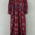 Free People Golden Hour Floral Print Smock Waist Wine Combo Maxi Dress Photo 3