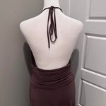 BCBGMAXAZRIA  Y2K Brown Halter Dress Size Small Open Back Fitted Photo 4