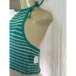 Urban Outfitters  Crochet Halter Top Striped Sleeveless Teal Green S-P Photo 1