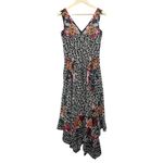 Saloni Zuri Dress Asymmetrical Silk Floral Size 4 Black Photo 6