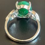 Green jade silver heart ring size 8.75 Photo 3