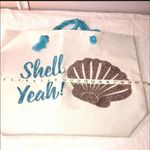 Glitter/ sequin canvas turquoise & cream Tote White Photo 4