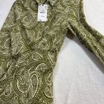 ZARA NWT  L Green Paisley Dress Boho Buttoned Midi 100% Cotton Summer Fest 70s Photo 3
