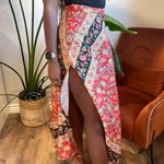 Floral Double Slit Maxi Skirt Red Size XS Photo 4