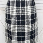 Eddie Bauer  Plaid Wool Blend Tweed Pencil Skirt Black White 8 Tall Photo 0