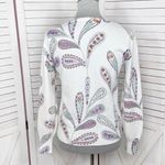 Loft  Paisley Raglan V Neck Pullover Sweater White Purple Petite Small Photo 3