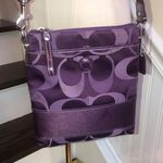 Coach Purple Jacquard Signature C Top Closure Crossbody Tote Shoulder Bag Clutch Photo 0