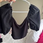 Boutique Black Puff Sleeve Open Back Top Photo 0