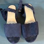 Marc Fisher Navy Suede & Cork Scalloped Platform Sandals | Women’s Sz 8.5 Photo 1