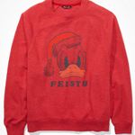 NWOT Disney X Ae Fleece Crew Neck Sweatshirt Feisty XS Red Photo 5