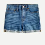 J.Crew Dark Wash Raw Hem Fold Over High Rise Denim Shorts Size 33 Photo 13