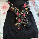 Black Romper with Floral Embroidered Mesh Sleeves Size XL Photo 1