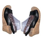 Crocs Sandals Womens Black Leather A Leigh Slingback Cork Wedge Heel 11848 US 10 Photo 4