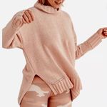 Aerie  Chenille Plush Sunset Soft Turtleneck Oversized Sweater In Olive Green Photo 4