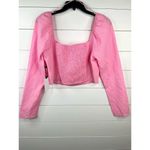 ASTR  The Label Pink Long Sleeve Square Neck Crop Top Size Large Smocked Back Photo 2