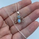 Spider Rainbow Moonstone & Blue Topaz Sterling Silver Necklace Photo 1