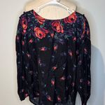 Anthropologie   Maeve Black and Red Rose Blouse sz M Photo 0