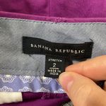 Banana Republic  cotton blend 4.75” inseam stretch mini shorts purple star size 2 Photo 6