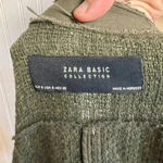 ZARA  Green Textured Weave Zip Jacket Distressed, Stud Detail small K47 Photo 8