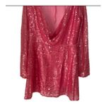 Anthropologie Pink Sequin Drape Back Mini Dress  Long Sleeve NEW with Tags 16W Photo 9