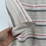 Foxcroft  NYC Women's Size 14W Beige Striped Linen Cotton Button Down Shirt Photo 2