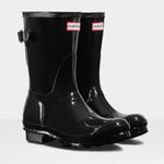 Hunter Black Short Glossy Rainboots Photo 0