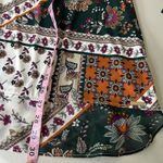 Calvin Klein  Blouse Womens 2X White Floral Multicolor Black Faux Leather Trim Photo 4