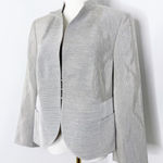 Akris for Bergdorf Goodman Blazer Jacket – Light Gray Pinstripe – Size 12 Photo 0