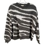 POL  Prudencia Zebra Sweater Women's Small Gray White‎ Animal Print Crewneck Photo 0