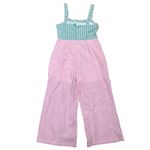 BCBGeneration  Asymmetric Colorblocked Pink & Green Striped Jumpsuit sz 12 Photo 2