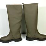 Aerosoles  Slalom Water Resistant Faux Leather Rain Boot Size 8.5 Green Olive NEW Photo 6