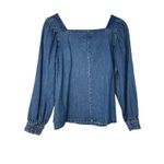 NWT J.Crew Square Neck Chambray Blouse Cottagecore Puff Sleeve Denim Top M Blue Size M Photo 3