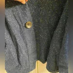 J.Jill navy blue speckled angora rabbit hair sweater cardigan. Large Photo 3