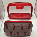 Kate Spade Out Of Stock Vintage Lobster Print Set Of NWOT  NY Cosmetic Makeup Bag Photo 4