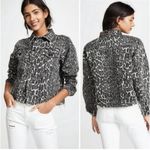 Mother The Cut Drifter Greyscale Leopard Cropped Denim Jacket Black Size M Photo 1